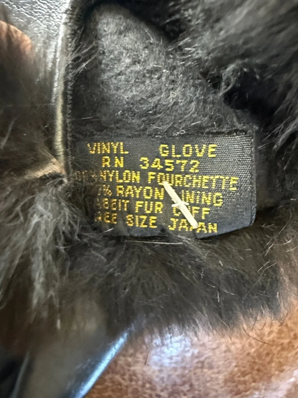 Genuine fur edge gloves made in Japan black size small